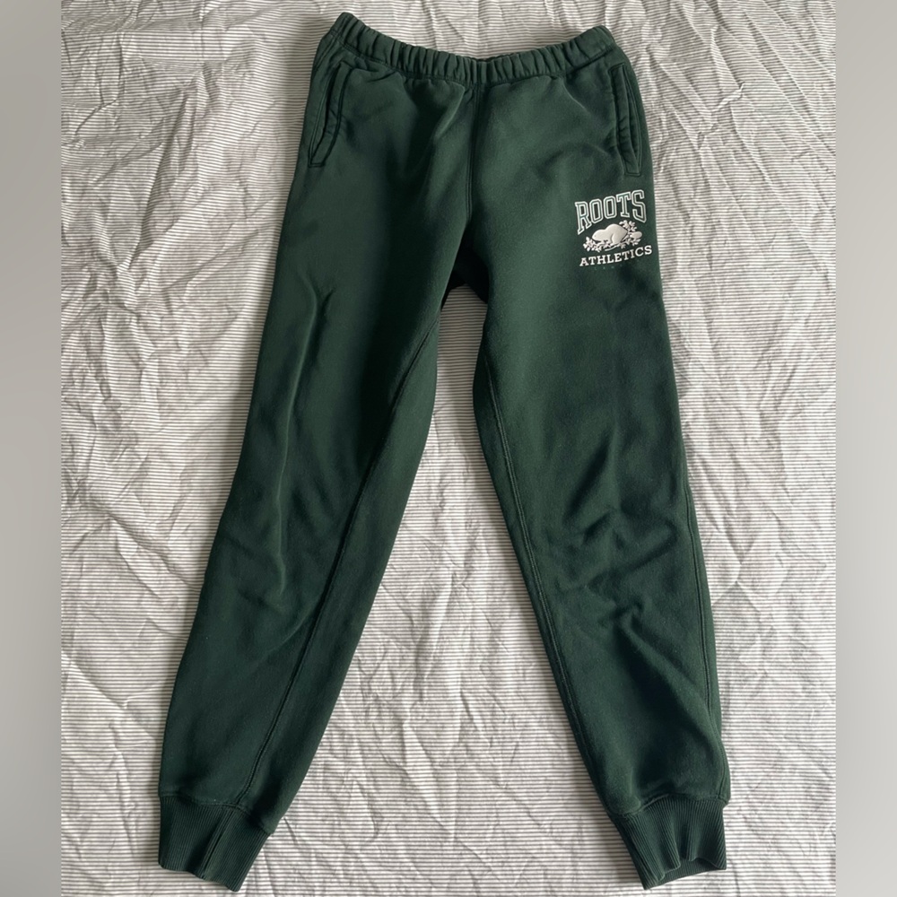 Roots Green Track Pants with Elastic Cuffs